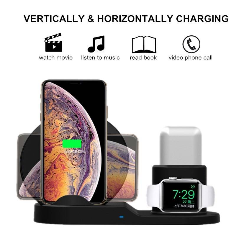 3-in-1 Wireless Charging Dock Station Phone & Accessories Color : White|Black 