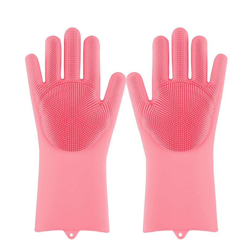 Magic Silicone Washing Sponge Gloves Home Goods Color: Pink 