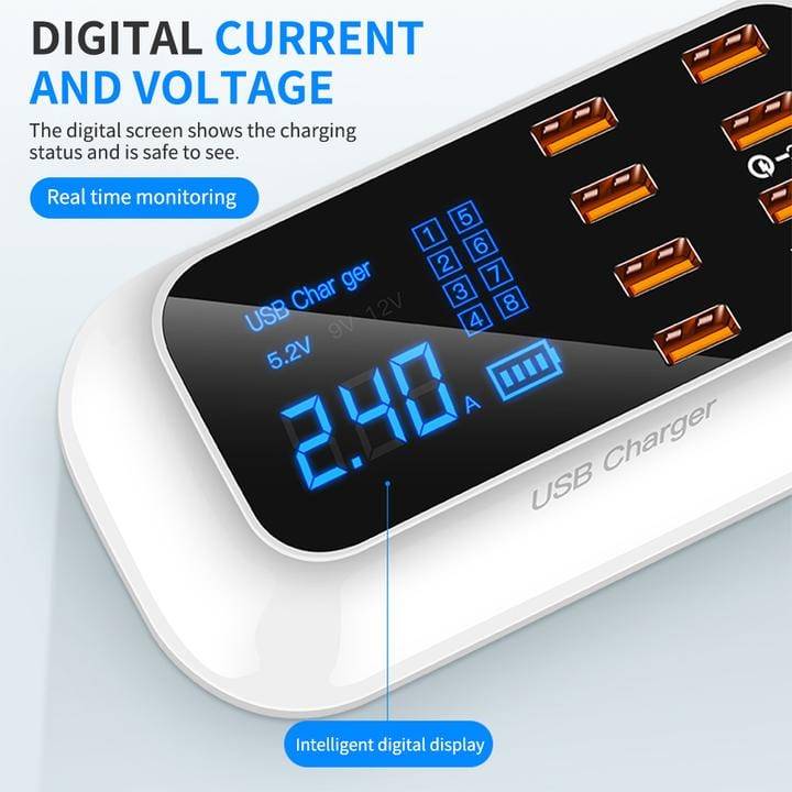 8 Ports Quick USB Charger 3.0 Led Display