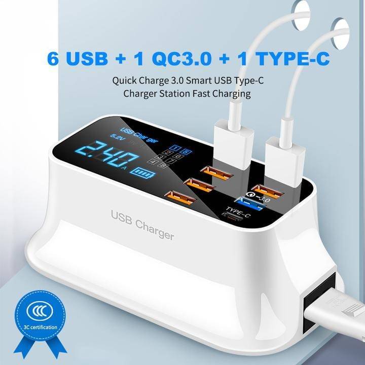 8 Ports Quick USB Charger 3.0 Led Display