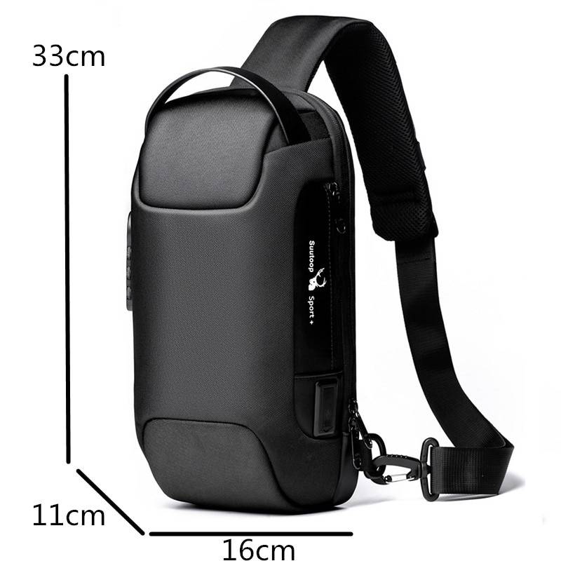 Men's Waterproof USB Oxford Anti-theft Crossbody Bag