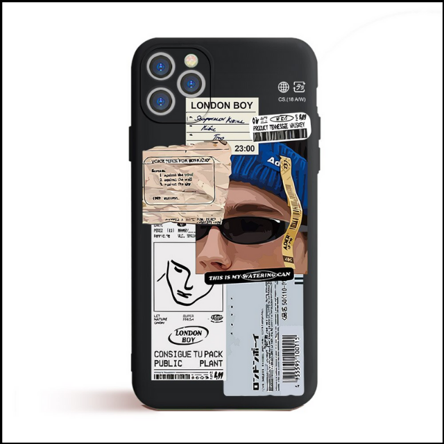 Sticker Silicone Black Case for iPhone
