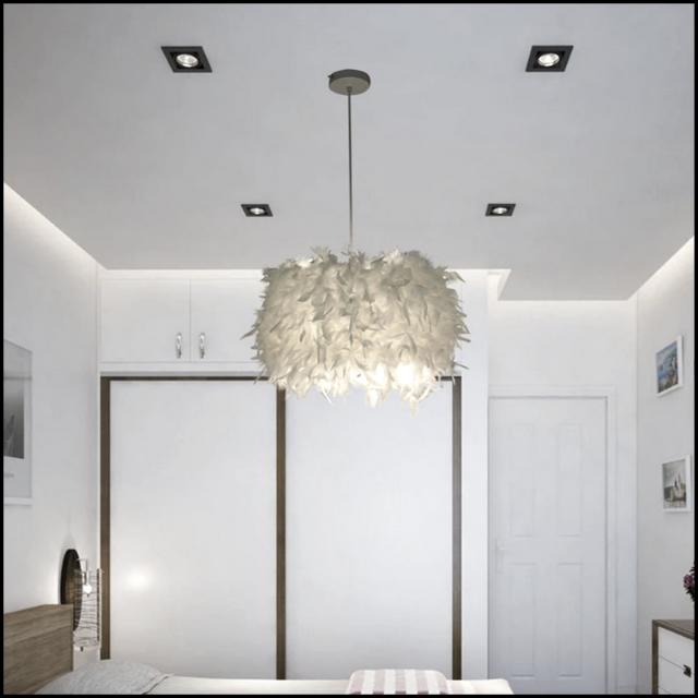Mordern Feather Pendant Lamp E27 Lamp Holder Fairy Hanging Lamp Goose Feather Bedroom Dining Room Loft Chandelier Ceiling Light